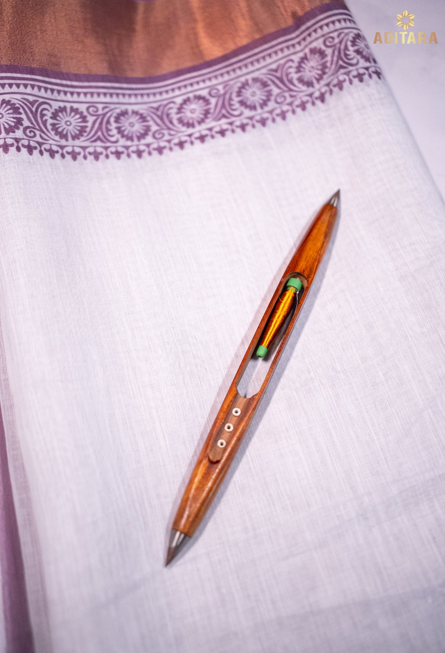 Linen Cotton Pink Saree - White