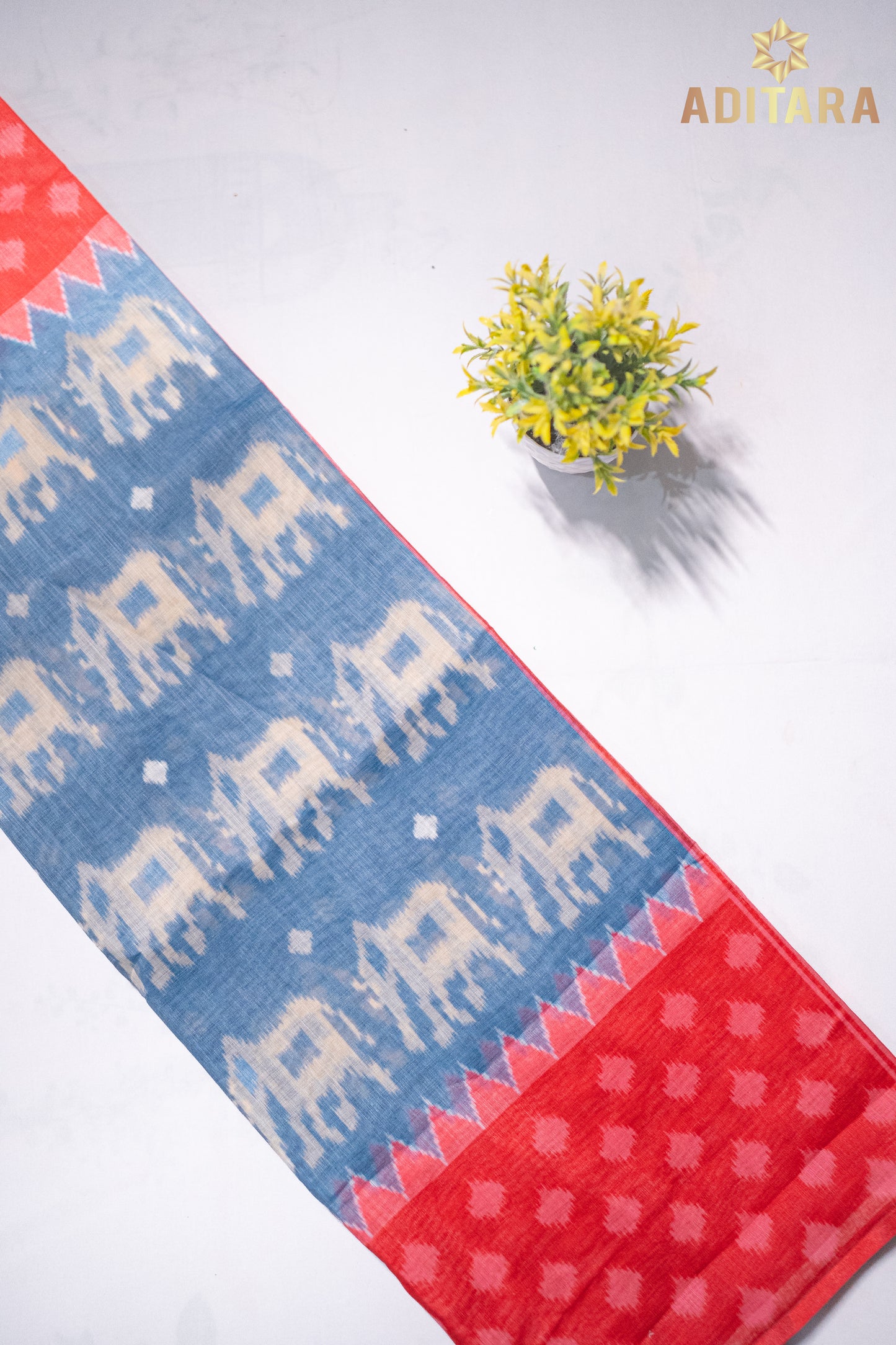 Linen Cotton Saree Blue