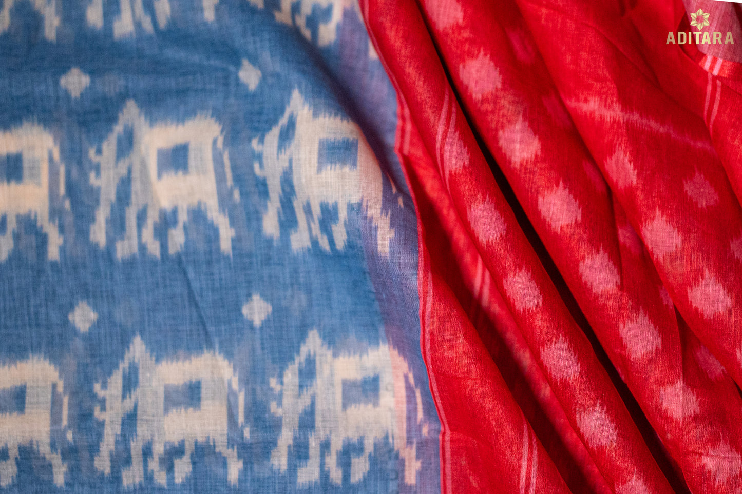 Linen Cotton Saree Blue