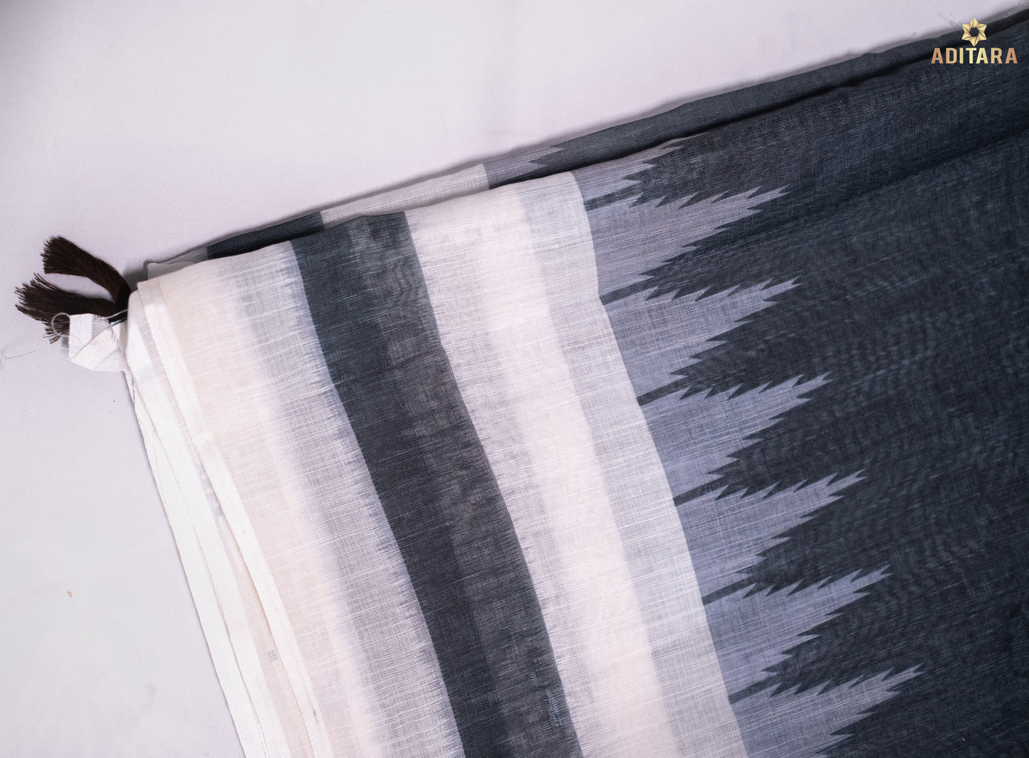 Linen Cotton Saree Black