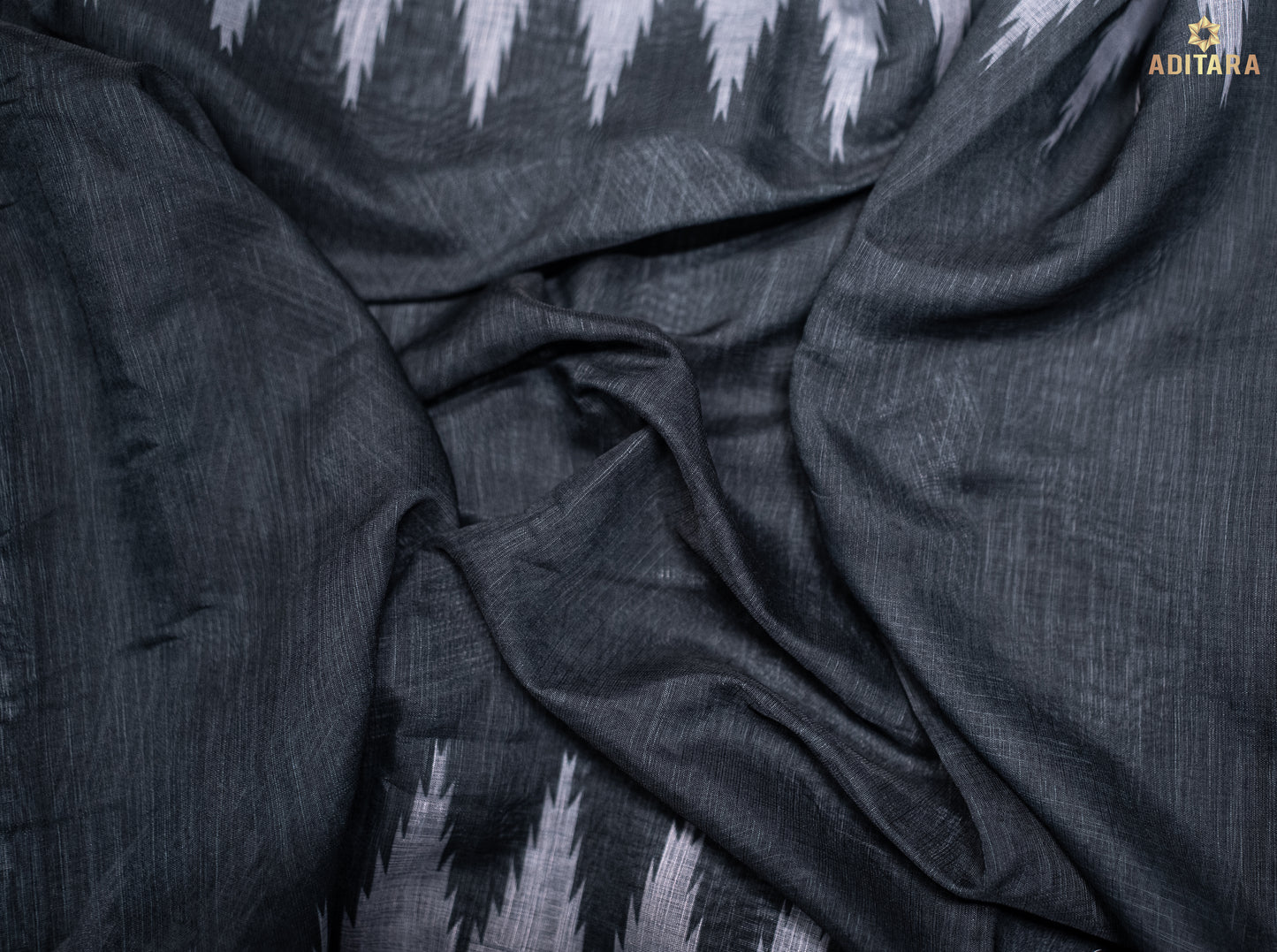 Linen Cotton Saree Black