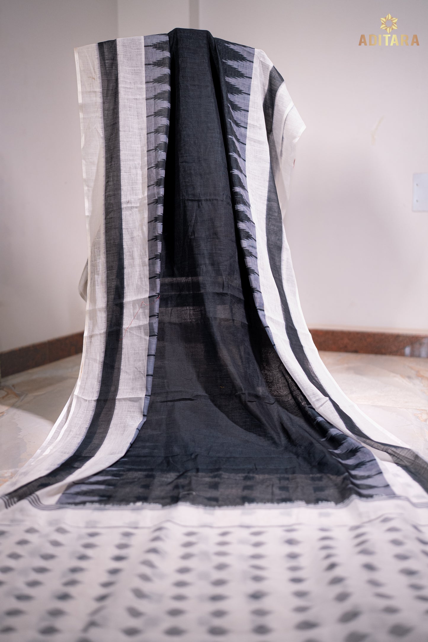 Linen Cotton Saree Black