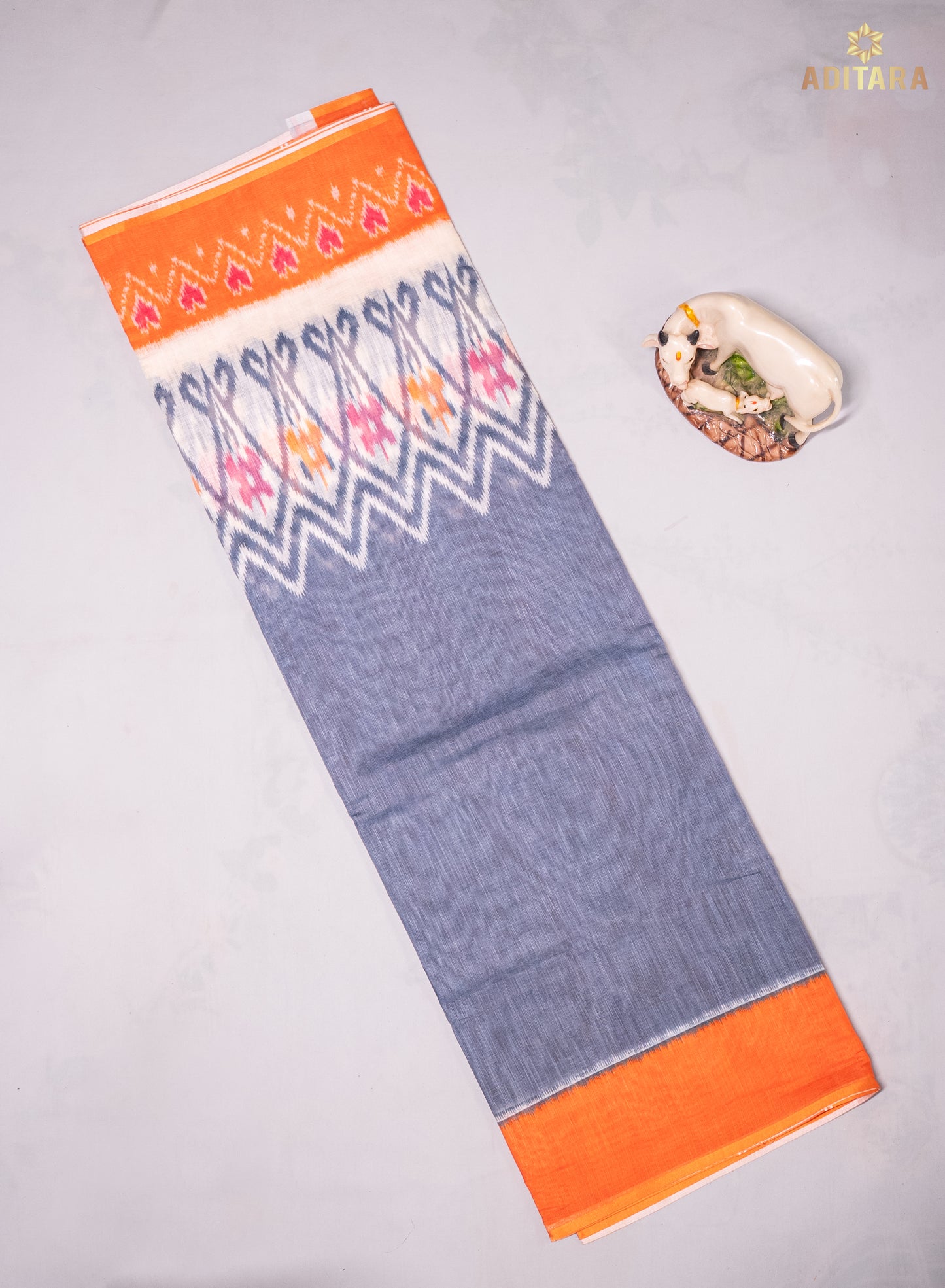 Linen Cotton Saree Gray