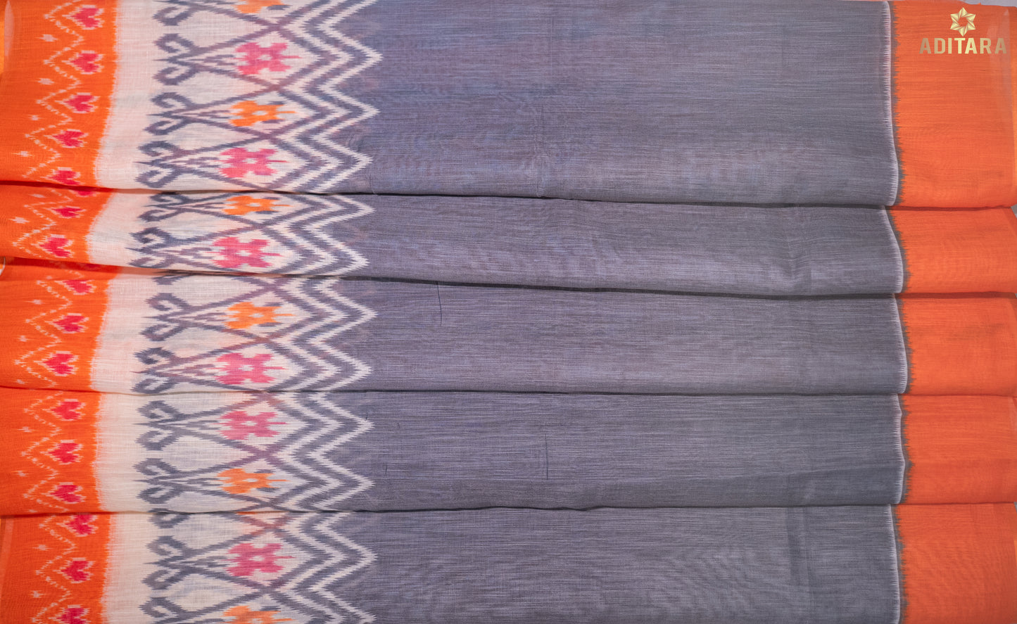 Linen Cotton Saree Gray