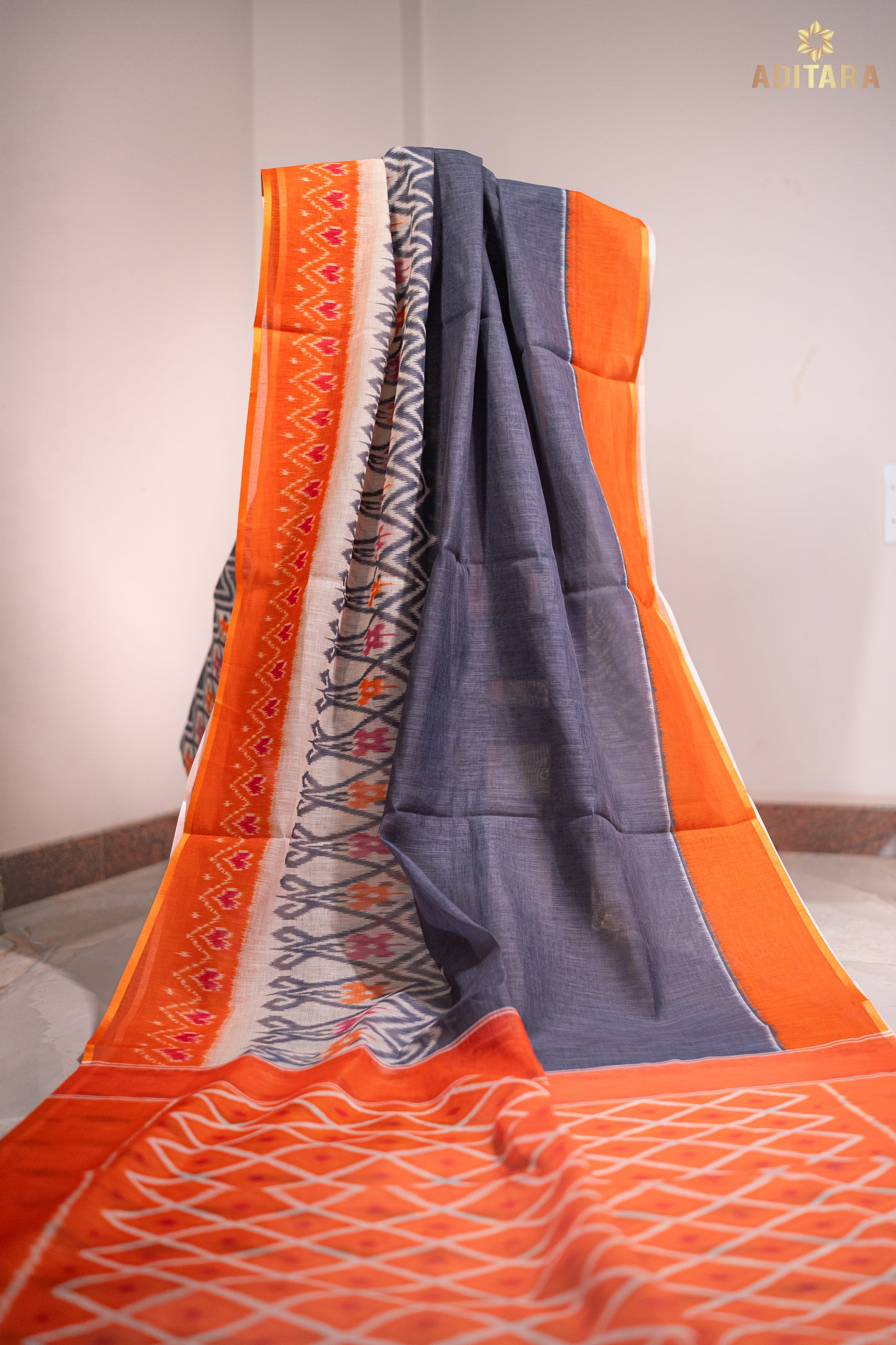 Linen Cotton Saree Gray