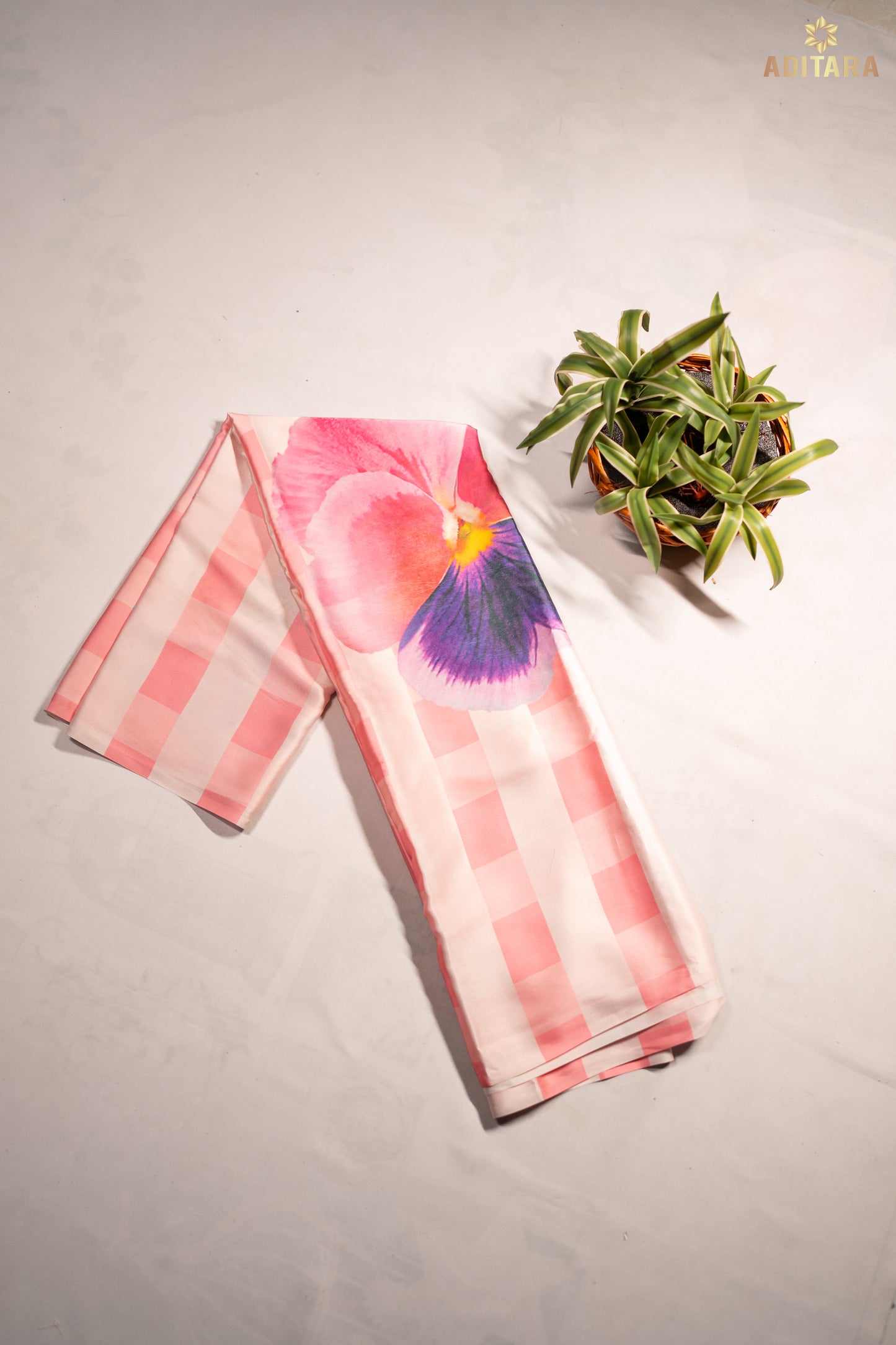 Rangoli – Satin Silk Saree in Pink and Sandal