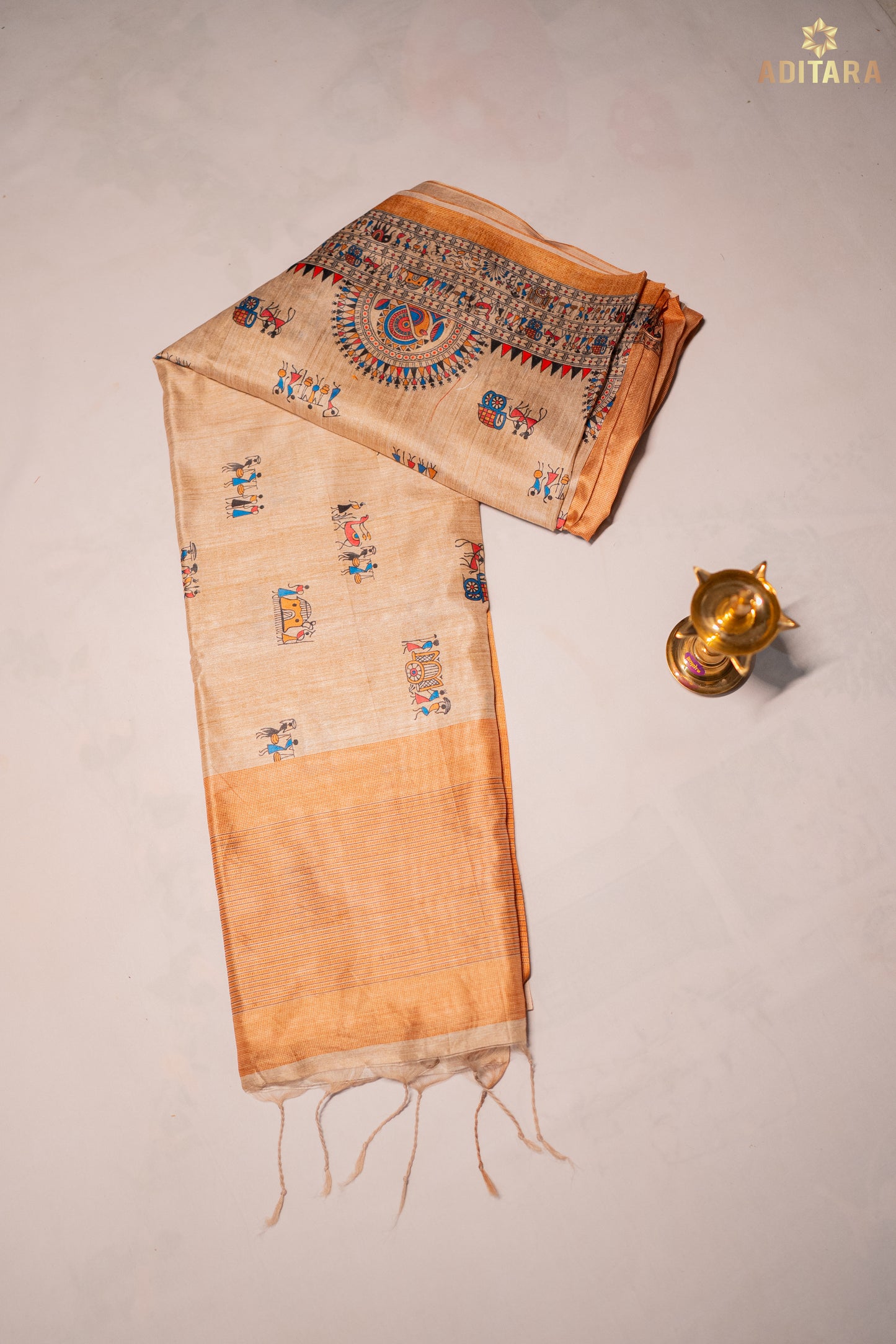 Kalamkari – Semi Tussar Saree in Beige