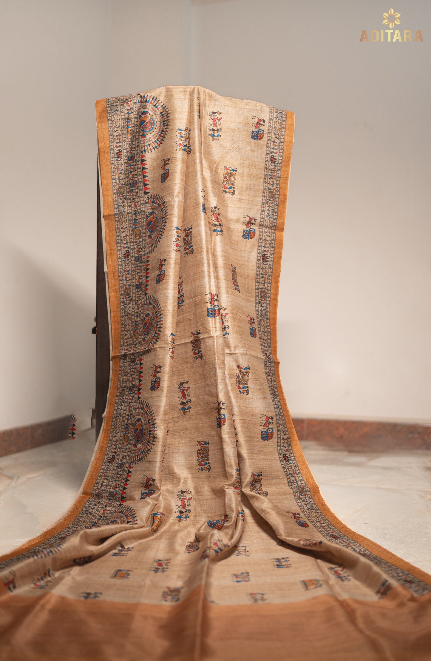 Kalamkari – Semi Tussar Saree in Beige