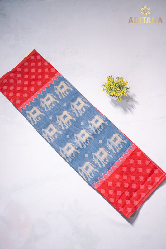 Linen Cotton Saree Blue