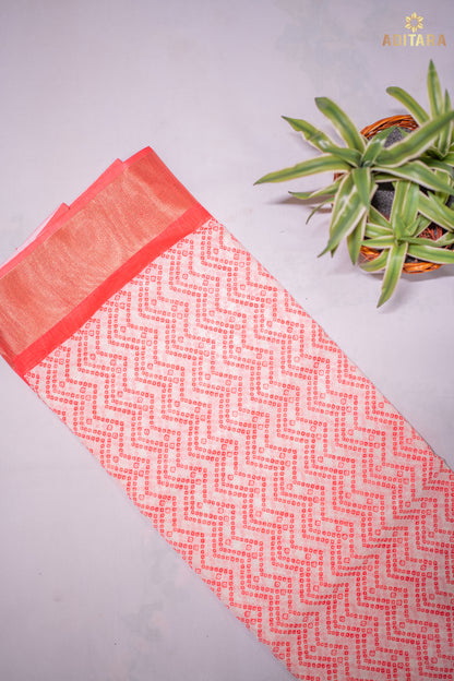 Linen Cotton Saree Peach