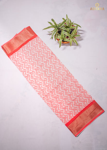 Linen Cotton Saree Peach