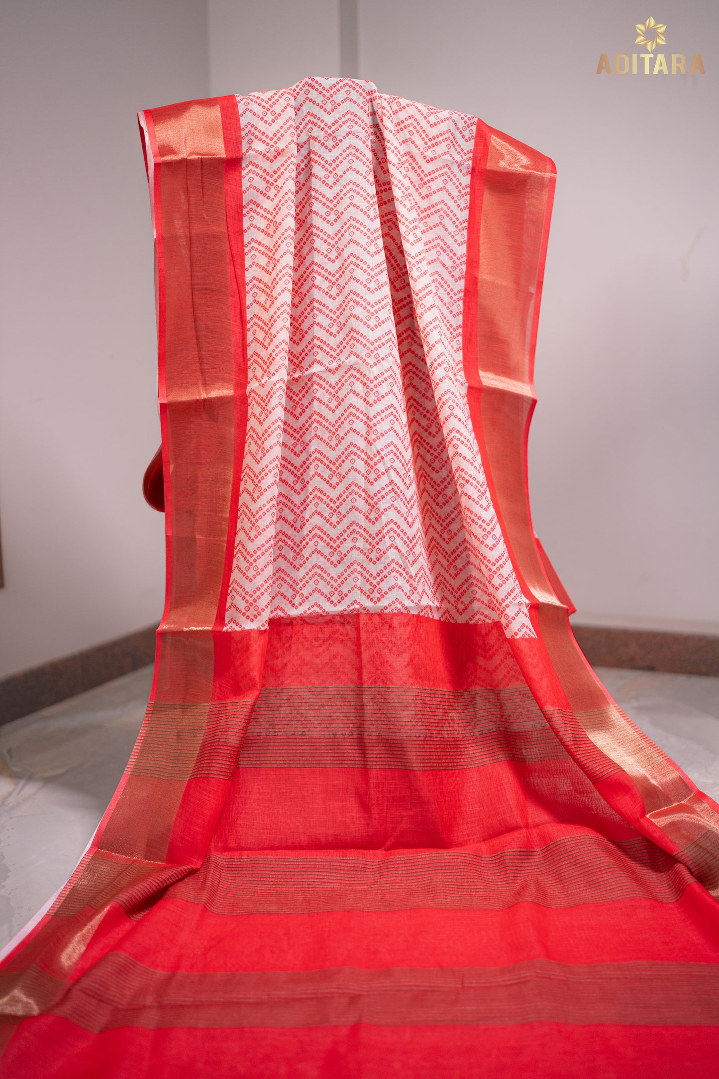 Linen Cotton Saree Peach