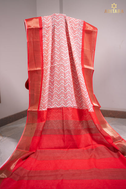 Linen Cotton Saree Peach