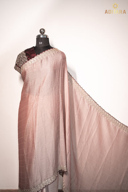 Soft Chiffon Saree Pastel Brown